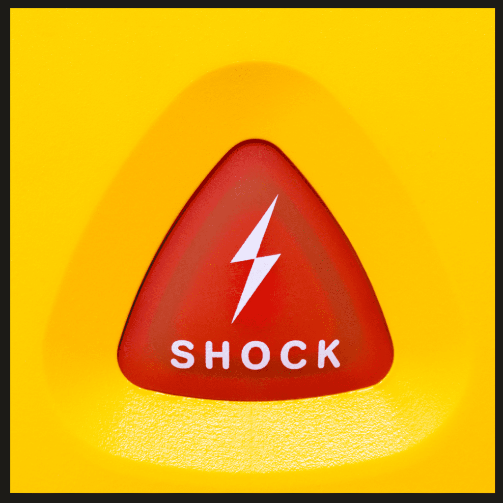 Close up of Defibrillator "shock" button.
