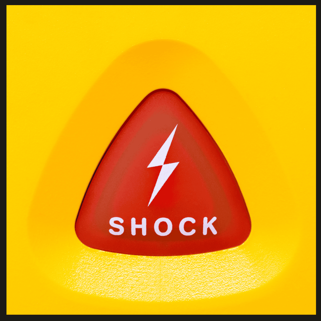 Close up of Defibrillator "shock" button.